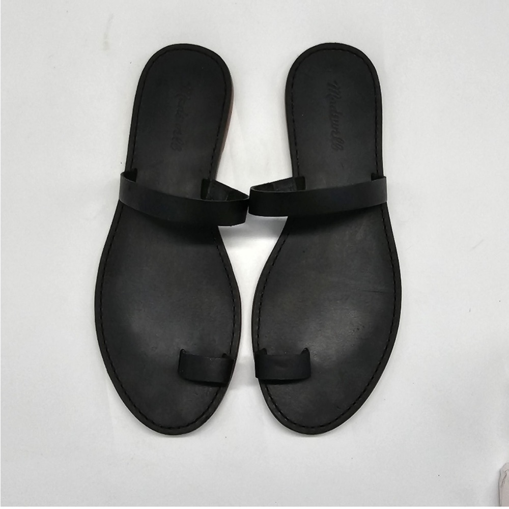 Madewell the boardwalk bare slide black leather sandal